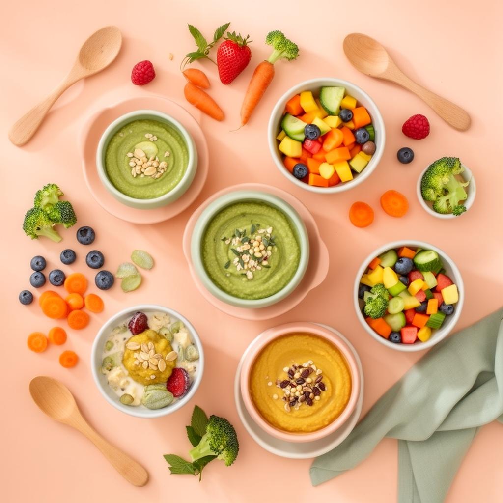Variedad de comida saludable para bebés